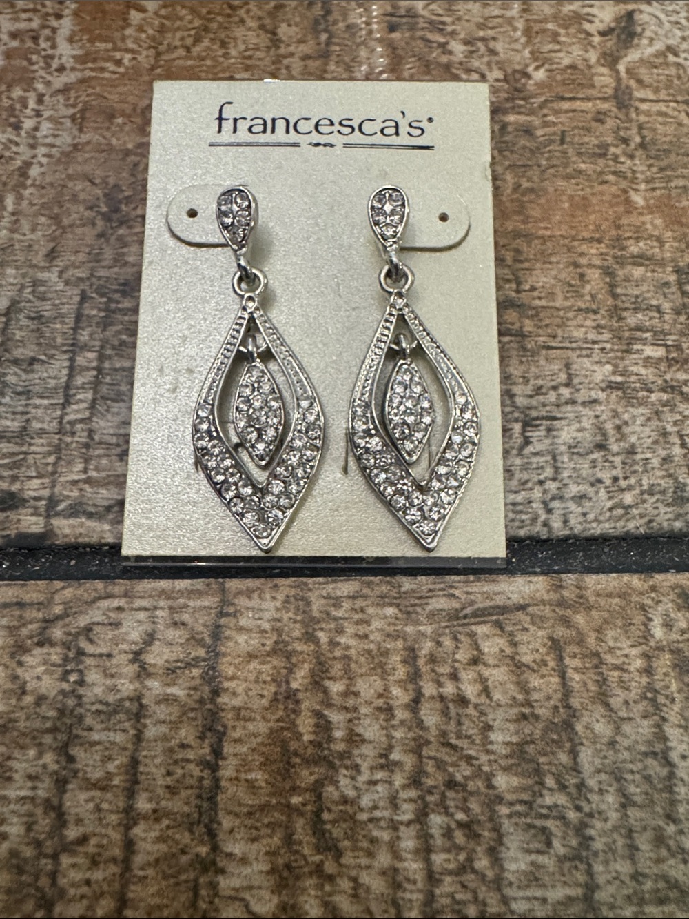 Francesca's Collections Silver Crystal Teardrop Dangle Earrings